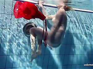 steaming blondie Lucie French teenage in the pool
