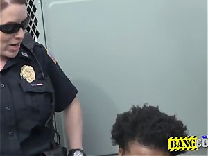 peeping tom is coerced into tucking milf cops cootchie in doggy style